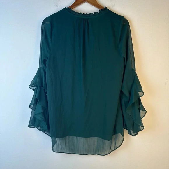 Gibson Latimer Flutter Sleeve Sheer Top - Picture 4 of 4